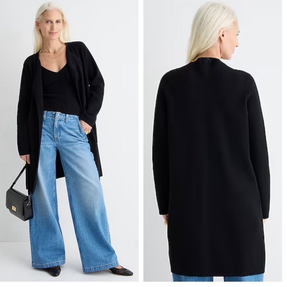 J. Crew Black Collarless Sweater Blazer